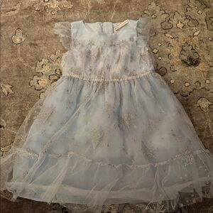 Janie and Jack Light Blue Dress with Silver Details - Frozen
